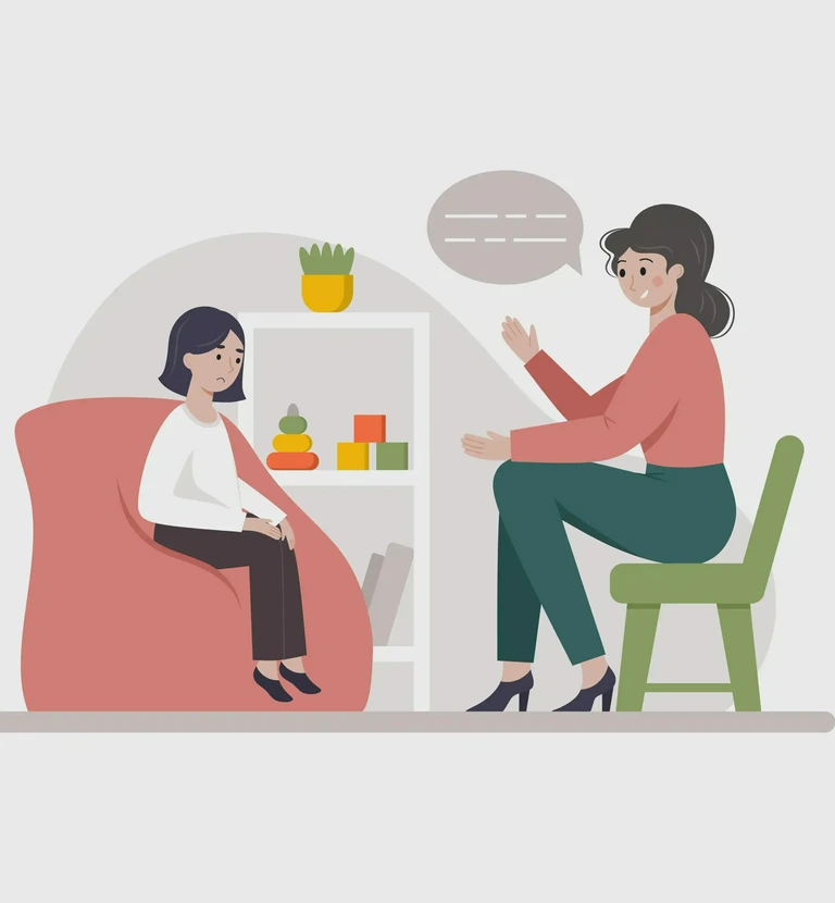 Grafika rozmowy dziecka z&nbsp;psychologiem